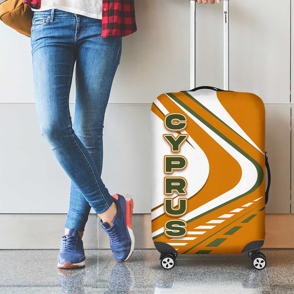 Cyprus Luggage Cover with Orange White Abstract Streak Design and Flag Emblem - Wonder Print Shop
