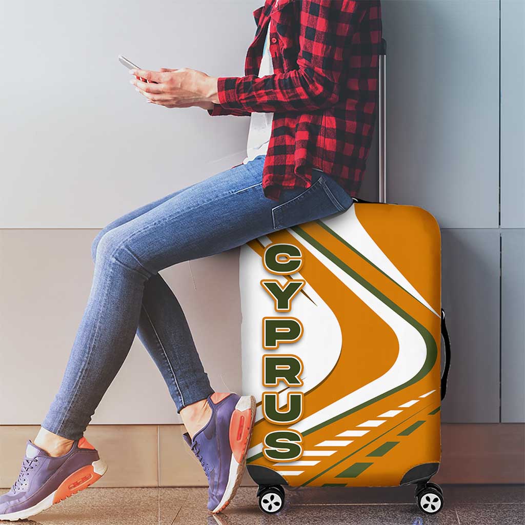 Cyprus Luggage Cover with Orange White Abstract Streak Design and Flag Emblem - Wonder Print Shop