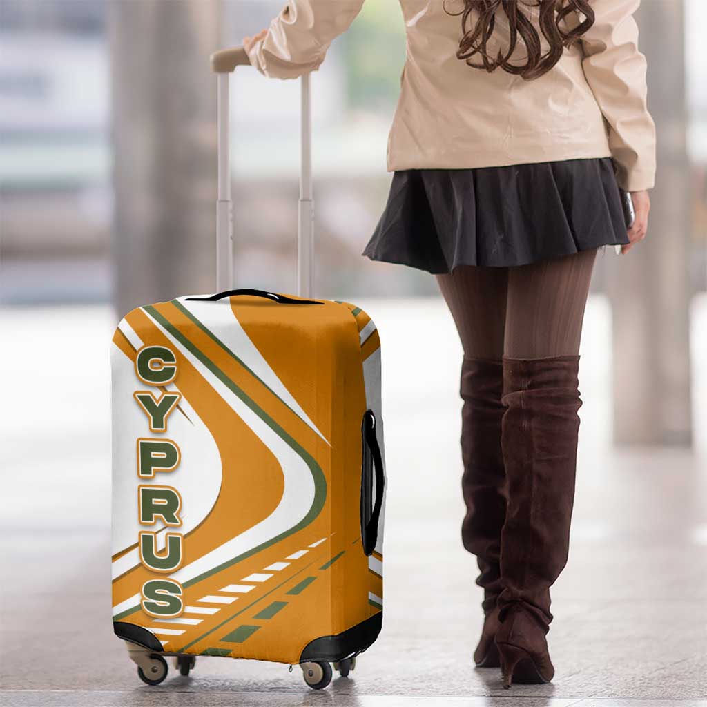 Cyprus Luggage Cover with Orange White Abstract Streak Design and Flag Emblem - Wonder Print Shop