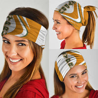 Cyprus Neck Gaiter with Orange White Abstract Streak Design and Flag Emblem TS04