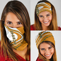 Cyprus Neck Gaiter with Orange White Abstract Streak Design and Flag Emblem TS04