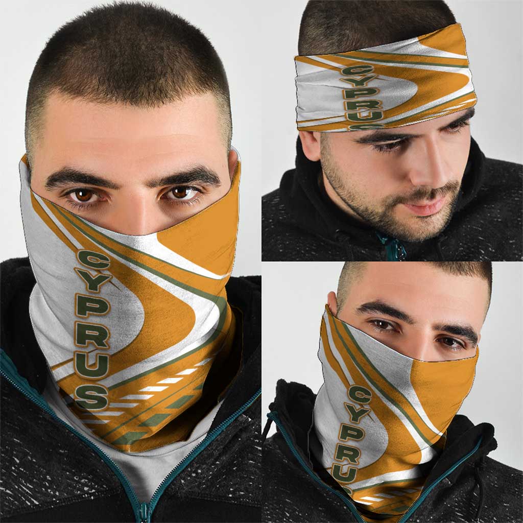 Cyprus Neck Gaiter with Orange White Abstract Streak Design and Flag Emblem TS04