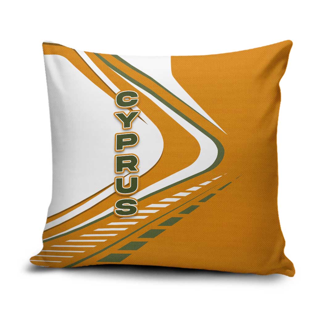 Cyprus Pillow Cover with Orange White Abstract Streak Design and Flag Emblem - Wonder Print Shop