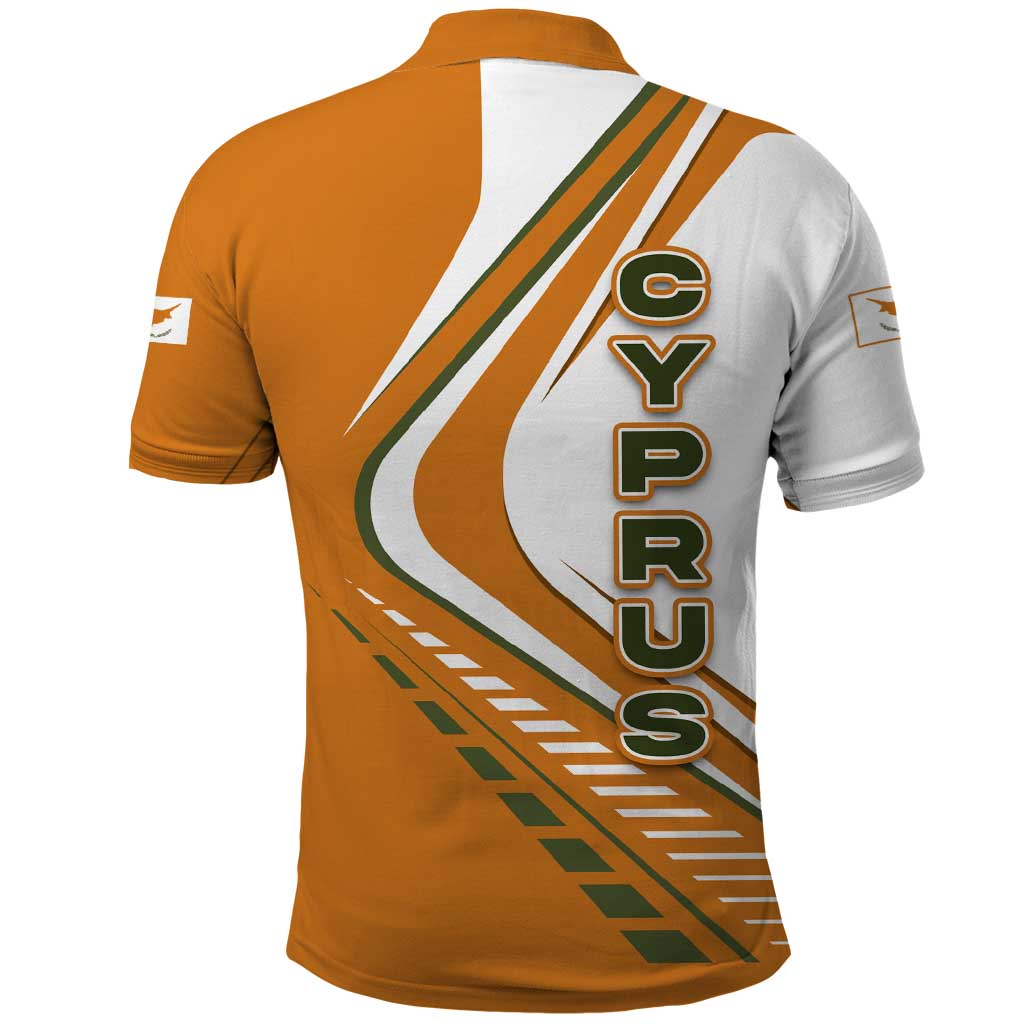 Cyprus Polo Shirt with Orange White Abstract Streak Design and Flag Emblem - Wonder Print Shop