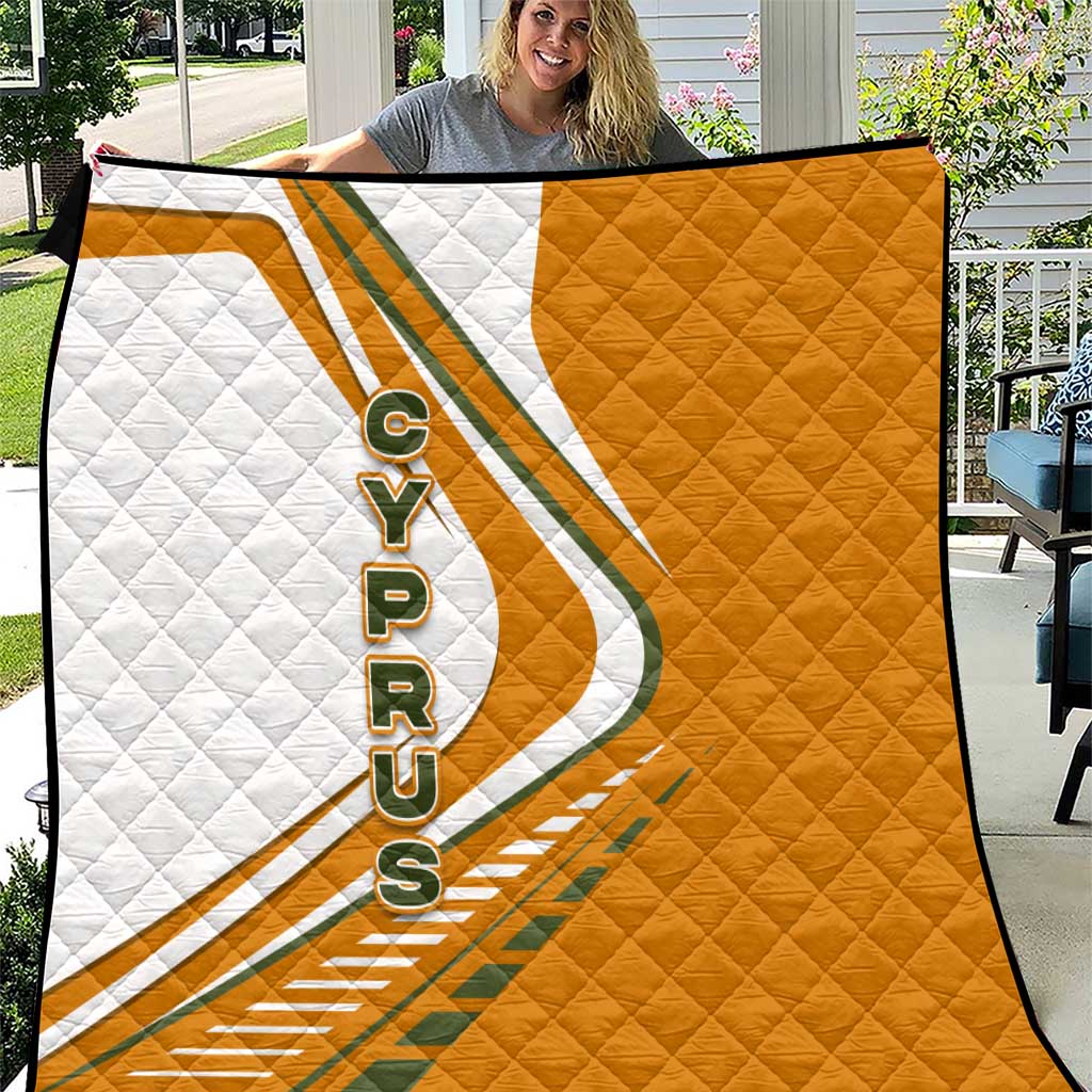 Cyprus Quilt with Orange White Abstract Streak Design and Flag Emblem - Wonder Print Shop