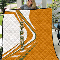 Cyprus Quilt with Orange White Abstract Streak Design and Flag Emblem - Wonder Print Shop