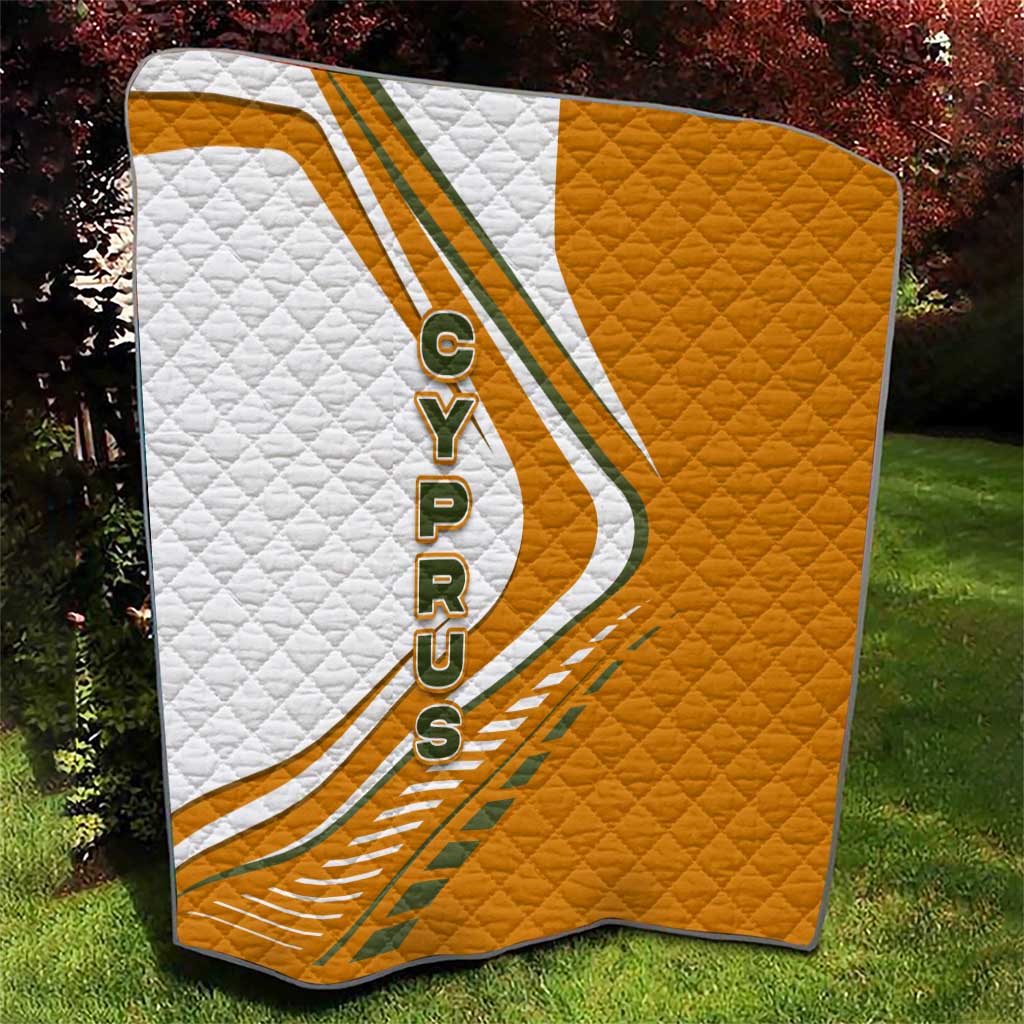 Cyprus Quilt with Orange White Abstract Streak Design and Flag Emblem - Wonder Print Shop