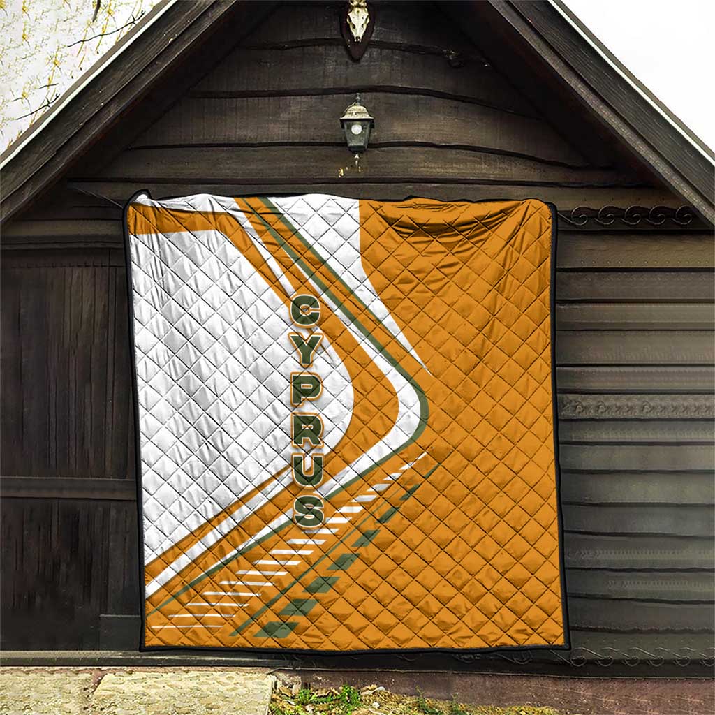 Cyprus Quilt with Orange White Abstract Streak Design and Flag Emblem - Wonder Print Shop