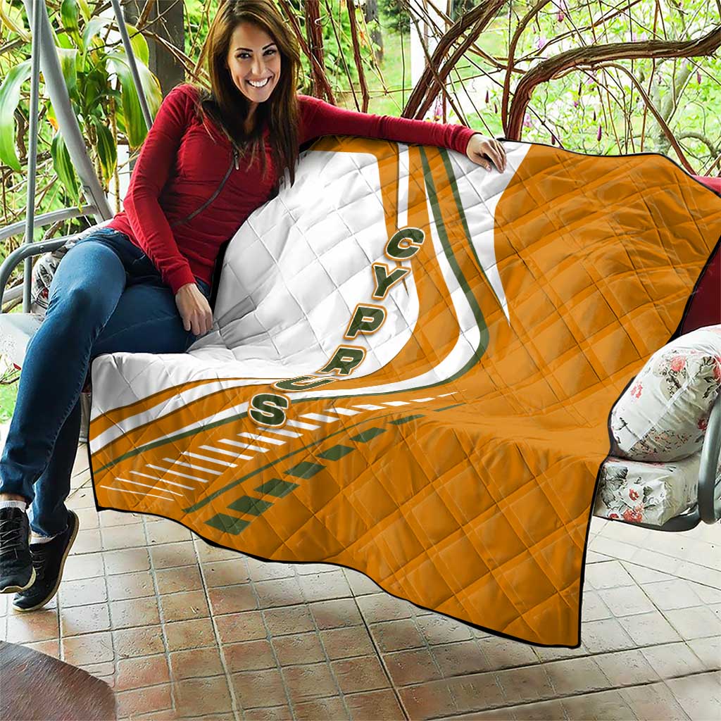 Cyprus Quilt with Orange White Abstract Streak Design and Flag Emblem - Wonder Print Shop
