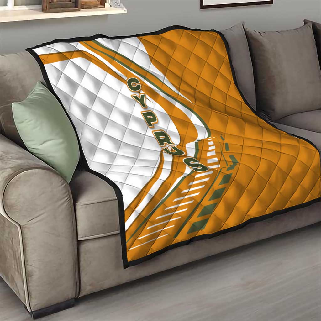 Cyprus Quilt with Orange White Abstract Streak Design and Flag Emblem - Wonder Print Shop