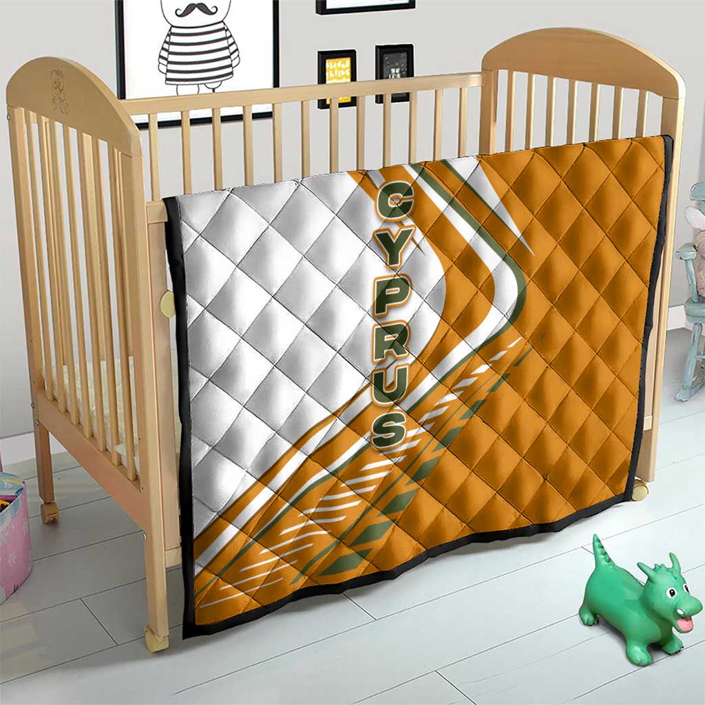 Cyprus Quilt with Orange White Abstract Streak Design and Flag Emblem - Wonder Print Shop