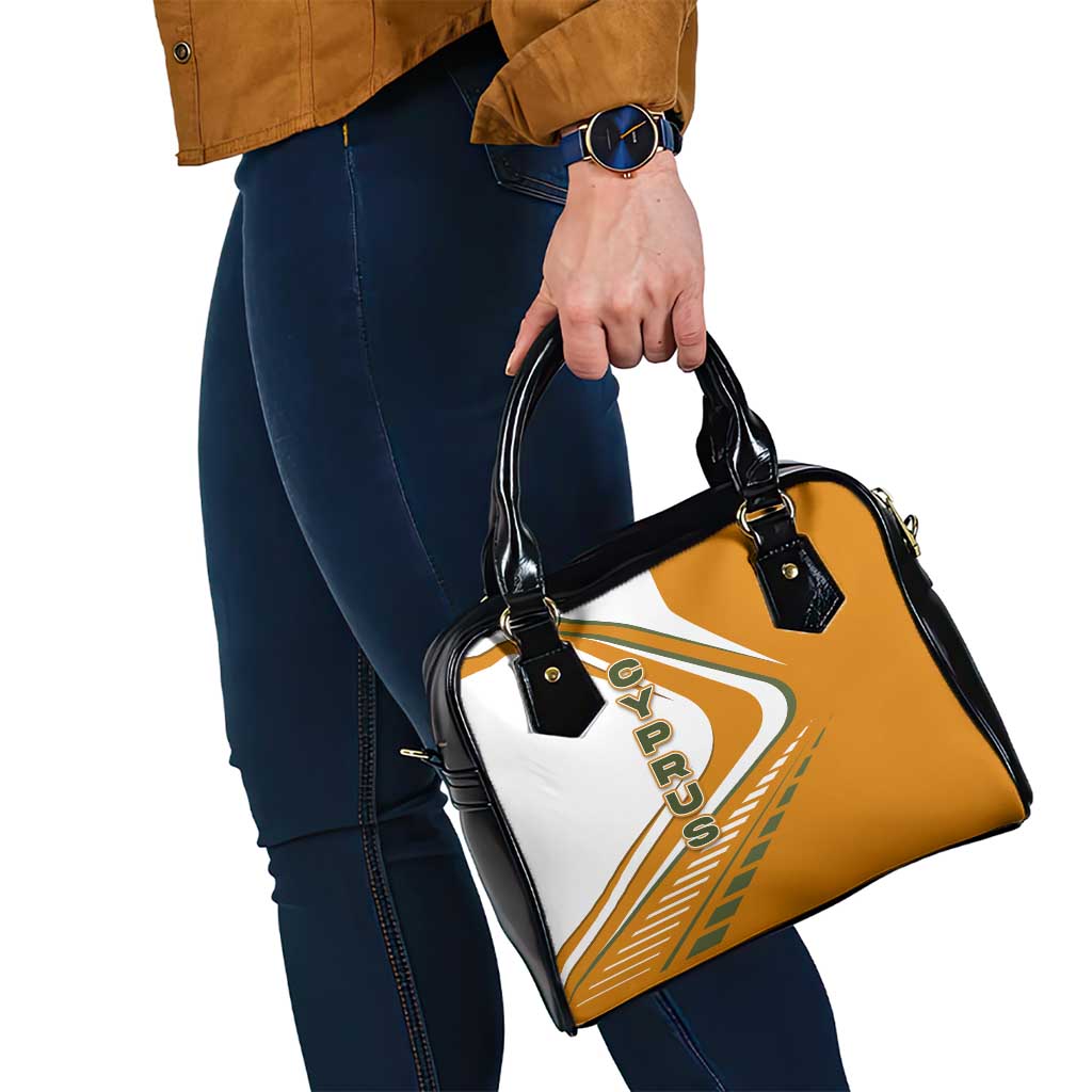 Cyprus Shoulder Handbag with Orange White Abstract Streak Design and Flag Emblem - Wonder Print Shop