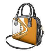Cyprus Shoulder Handbag with Orange White Abstract Streak Design and Flag Emblem - Wonder Print Shop