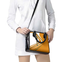 Cyprus Shoulder Handbag with Orange White Abstract Streak Design and Flag Emblem - Wonder Print Shop