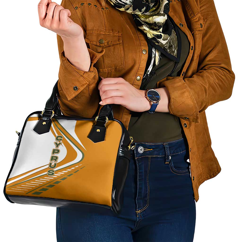 Cyprus Shoulder Handbag with Orange White Abstract Streak Design and Flag Emblem - Wonder Print Shop