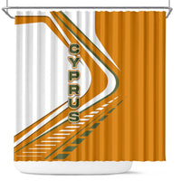 Cyprus Shower Curtain with Orange White Abstract Streak Design and Flag Emblem - Wonder Print Shop