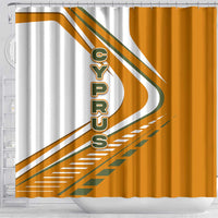 Cyprus Shower Curtain with Orange White Abstract Streak Design and Flag Emblem - Wonder Print Shop