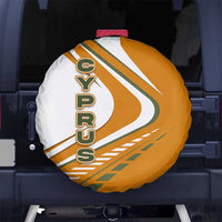 Cyprus Spare Tire Cover with Orange White Abstract Streak Design and Flag Emblem - Wonder Print Shop