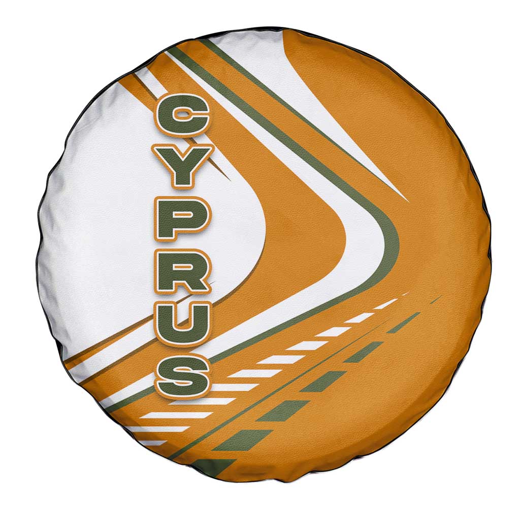 Cyprus Spare Tire Cover with Orange White Abstract Streak Design and Flag Emblem - Wonder Print Shop