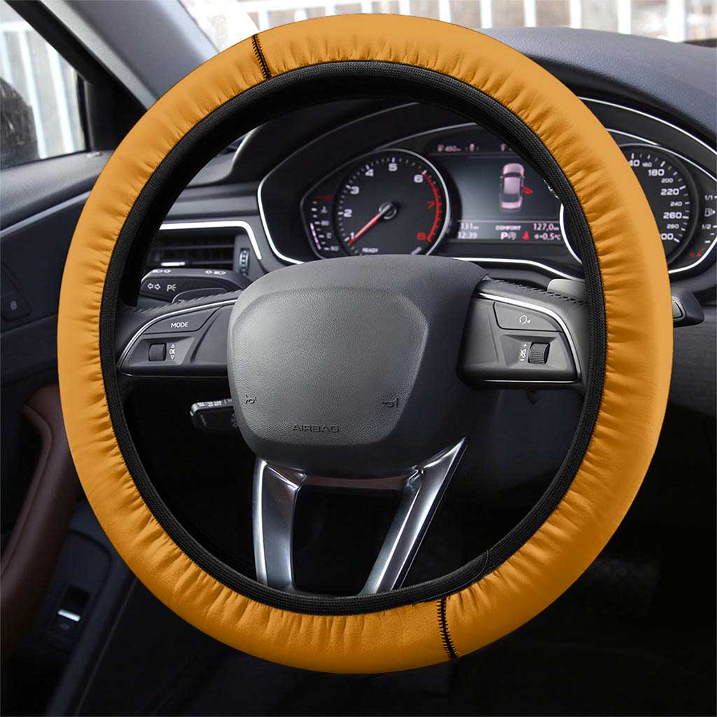 Cyprus Steering Wheel Cover with Orange White Abstract Streak Design and Flag Emblem - Wonder Print Shop
