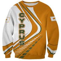 Cyprus Sweatshirt with Orange White Abstract Streak Design and Flag Emblem - Wonder Print Shop