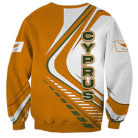 Cyprus Sweatshirt with Orange White Abstract Streak Design and Flag Emblem - Wonder Print Shop