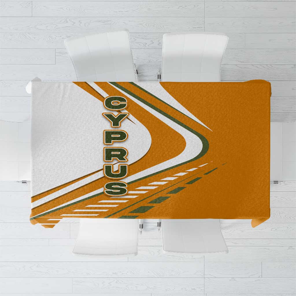 Cyprus Tablecloth with Orange White Abstract Streak Design and Flag Emblem - Wonder Print Shop