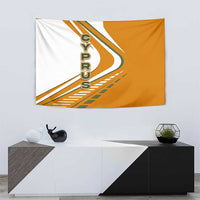 Cyprus Tapestry with Orange White Abstract Streak Design and Flag Emblem - Wonder Print Shop