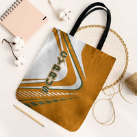 Cyprus Tote Bag with Orange White Abstract Streak Design and Flag Emblem - Wonder Print Shop