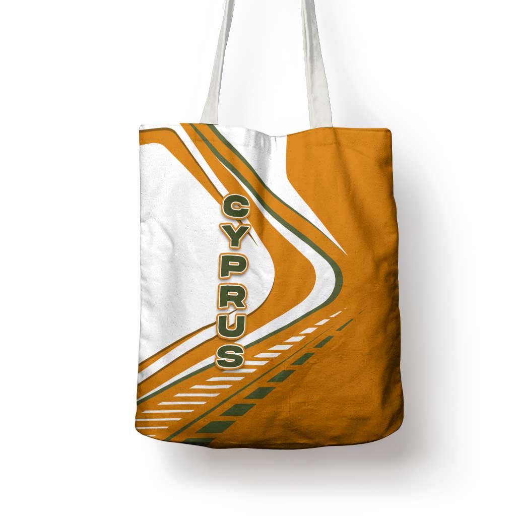 Cyprus Tote Bag with Orange White Abstract Streak Design and Flag Emblem - Wonder Print Shop