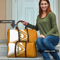 Cyprus Travel Bag with Orange White Abstract Streak Design and Flag Emblem - Wonder Print Shop