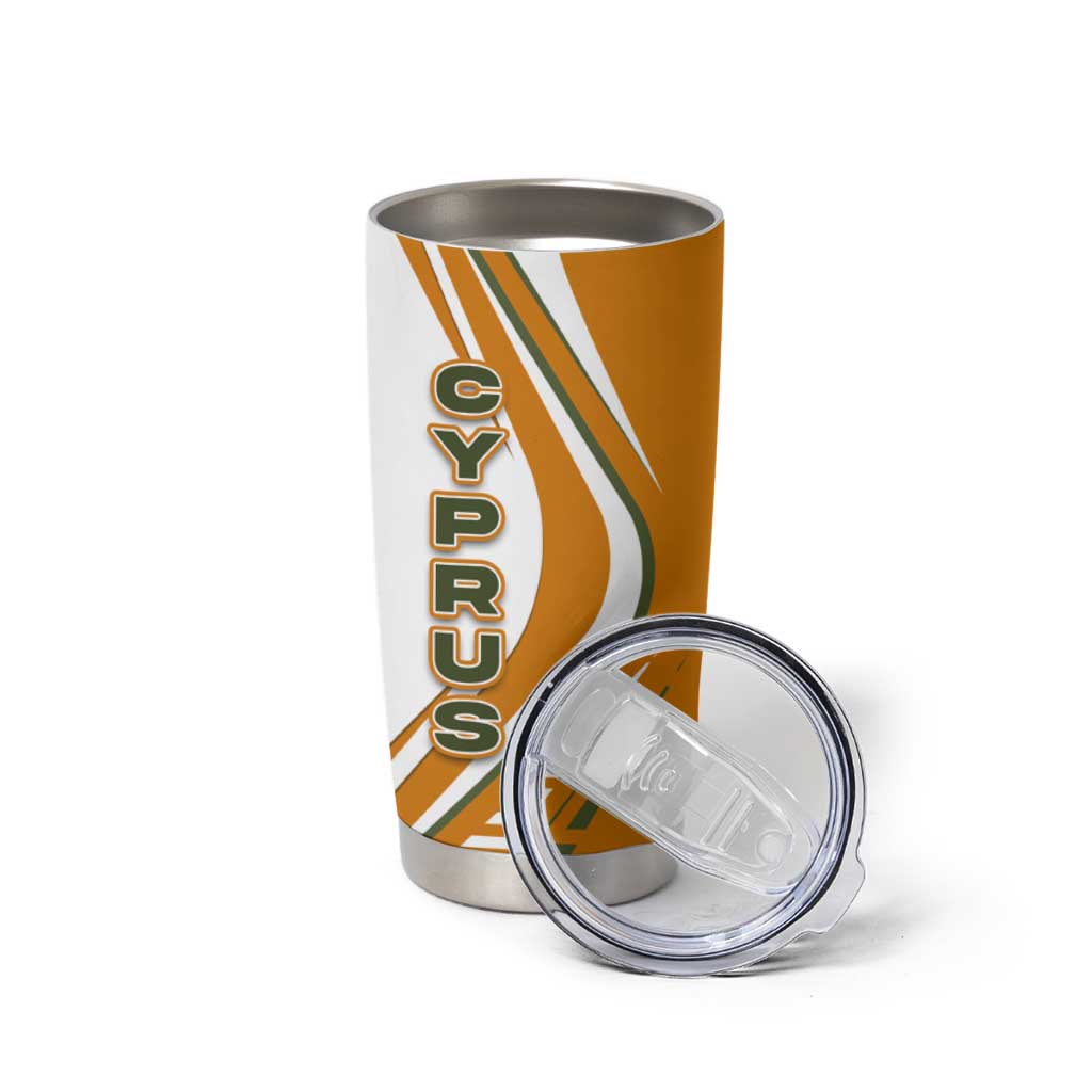 Cyprus Tumbler Cup with Orange White Abstract Streak Design and Flag Emblem - Wonder Print Shop
