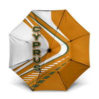 Cyprus Umbrella with Orange White Abstract Streak Design and Flag Emblem - Wonder Print Shop