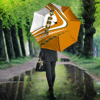 Cyprus Umbrella with Orange White Abstract Streak Design and Flag Emblem - Wonder Print Shop