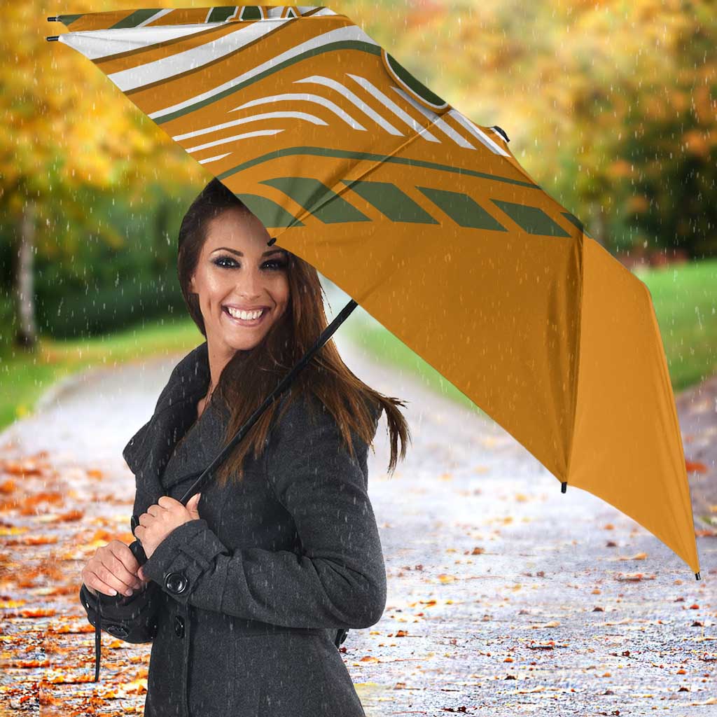 Cyprus Umbrella with Orange White Abstract Streak Design and Flag Emblem - Wonder Print Shop