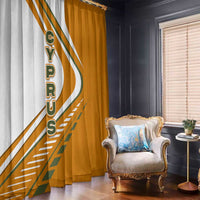 Cyprus Window Curtain with Orange White Abstract Streak Design and Flag Emblem - Wonder Print Shop