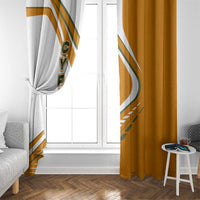 Cyprus Window Curtain with Orange White Abstract Streak Design and Flag Emblem - Wonder Print Shop