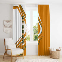 Cyprus Window Curtain with Orange White Abstract Streak Design and Flag Emblem - Wonder Print Shop