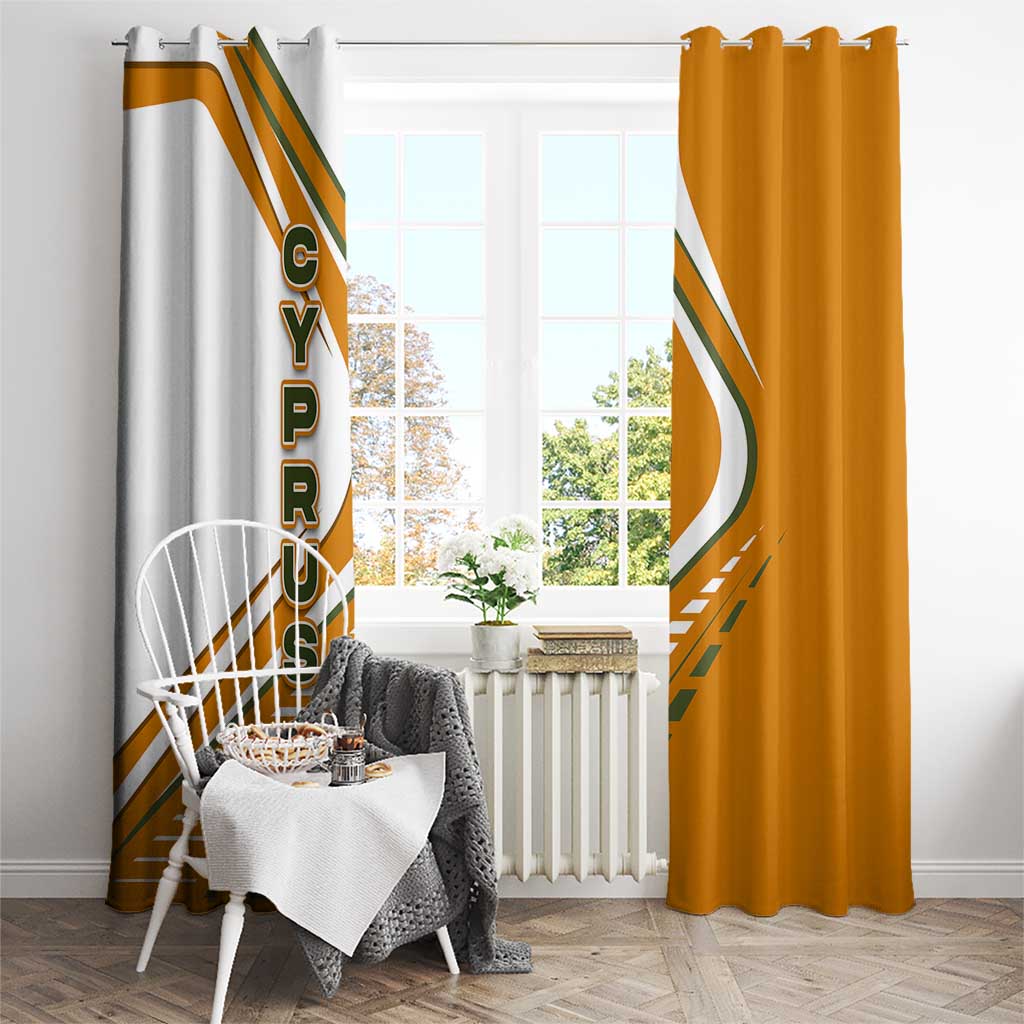 Cyprus Window Curtain with Orange White Abstract Streak Design and Flag Emblem - Wonder Print Shop