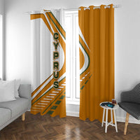 Cyprus Window Curtain with Orange White Abstract Streak Design and Flag Emblem - Wonder Print Shop