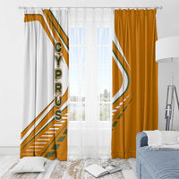 Cyprus Window Curtain with Orange White Abstract Streak Design and Flag Emblem - Wonder Print Shop