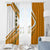 Cyprus Window Curtain with Orange White Abstract Streak Design and Flag Emblem - Wonder Print Shop