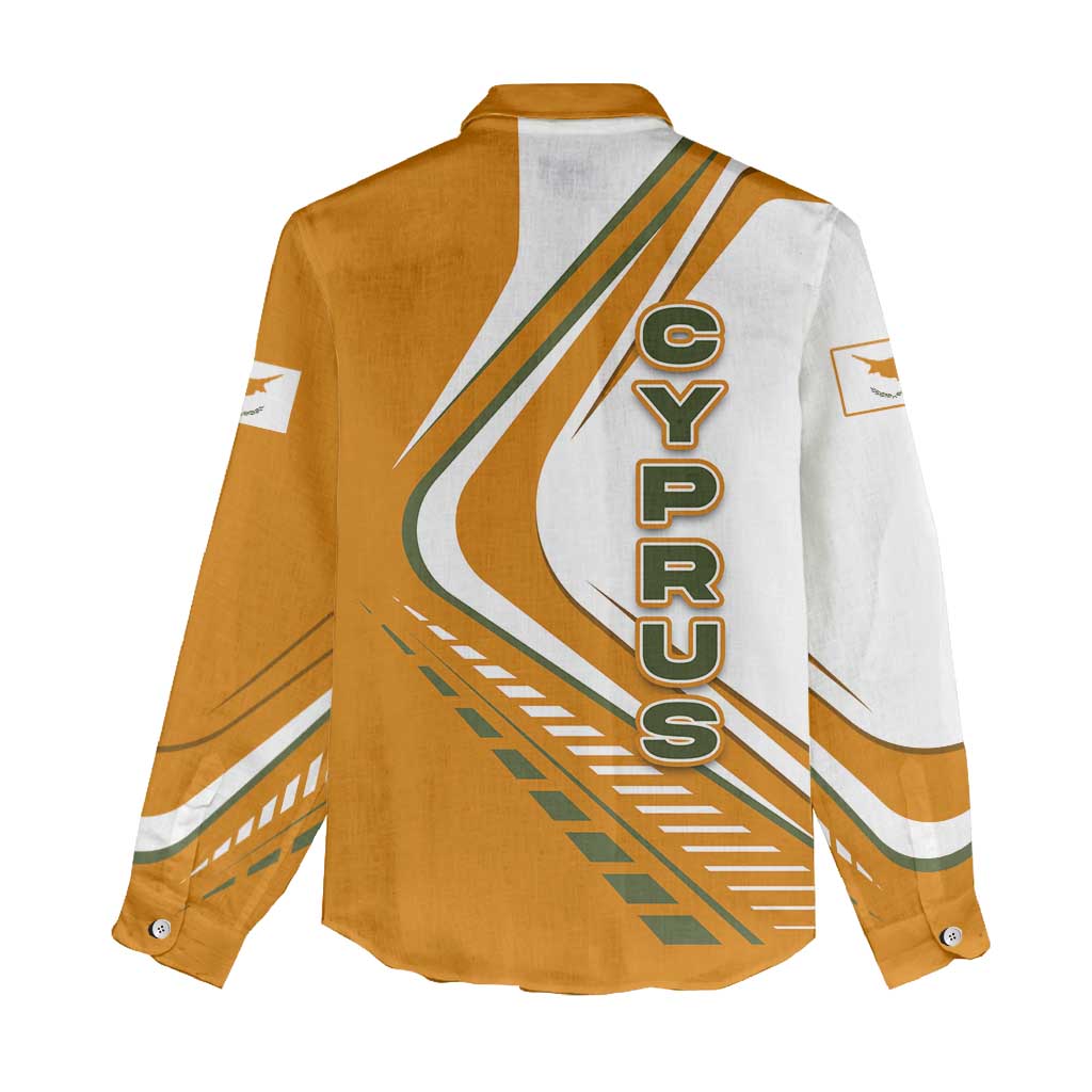 Cyprus Women Casual Shirt with Orange White Abstract Streak Design and Flag Emblem - Wonder Print Shop