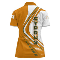 Cyprus Women Polo Shirt with Orange White Abstract Streak Design and Flag Emblem - Wonder Print Shop
