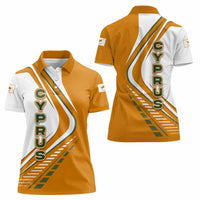 Cyprus Women Polo Shirt with Orange White Abstract Streak Design and Flag Emblem - Wonder Print Shop