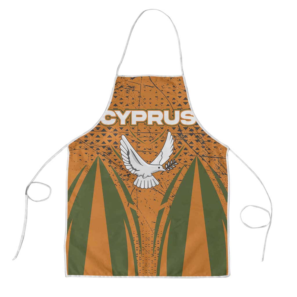 Cyprus Apron with Orange Green Grunge Design and Peace Dove Emblem - Wonder Print Shop