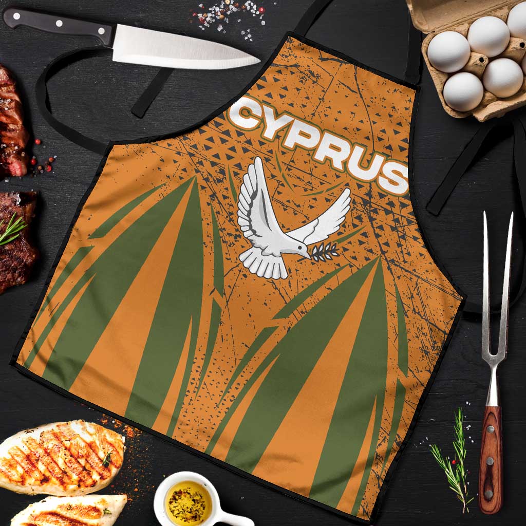 Cyprus Apron with Orange Green Grunge Design and Peace Dove Emblem - Wonder Print Shop