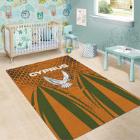 Cyprus Area Rug with Orange Green Grunge Design and Peace Dove Emblem - Wonder Print Shop