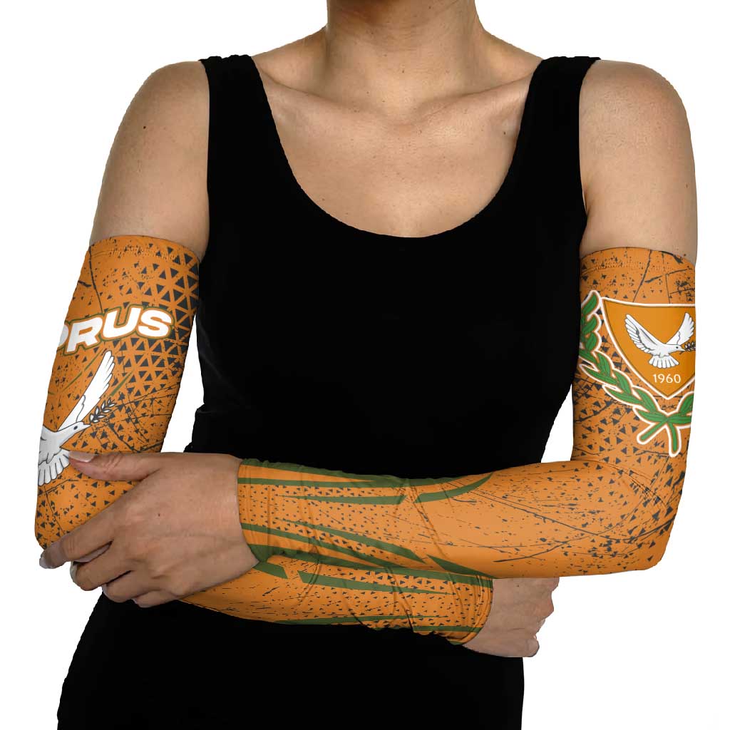 Cyprus Arm Sleeves with Orange Green Grunge Design and Peace Dove Emblem - Wonder Print Shop