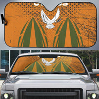 Cyprus Auto Sun Shade with Orange Green Grunge Design and Peace Dove Emblem - Wonder Print Shop